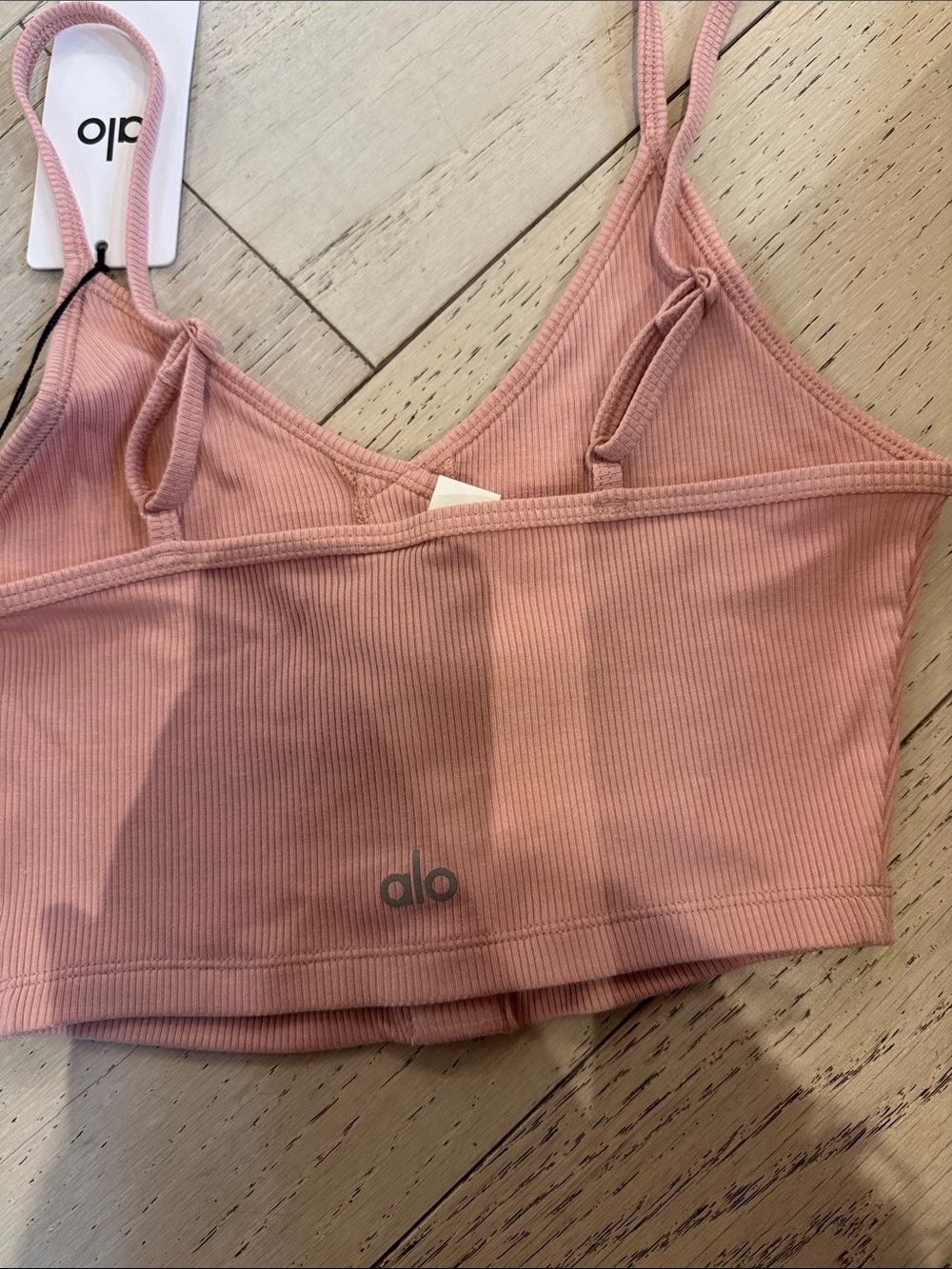 ALO Yoga Ribbed Button-Front Cami in Dusty Pink - Picture 3 of 4